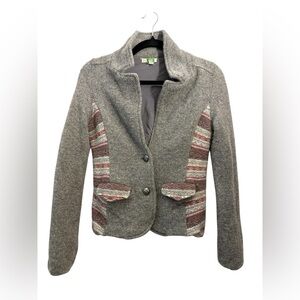 Anthropologie Ett Twa Gray Blazer with Striped Details